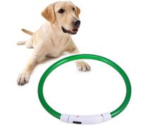 Collier LED Lumineux pour Chien USB, 50cm, Vert, Plastique | Mode Clignotant Lent, Trois Réglages D’éclairage, Économie D’énergie, pour Promenade Nocturne, Animaux