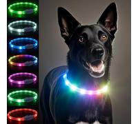 Collier LED pour chien - 7 couleurs - 9 modes d'éclairage - Type C - Collier lumineux rechargeable - Imperméable - Très grande capacité de batterie de 650 mAh - Avec jusqu'à 13 heures d'autonomie