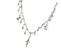 Collier léger avec pendentif étoile à quatre lunes, cadeau pour amour, amitié, chaîne de 40 cm avec rallonge de 5 cm en alliage, taille unique, Comme décrit, Comme décrit.