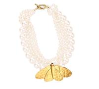 Collier léger en alliage de plastique avec fausses perles - Robuste - Longue durée de vie - Confortable - Collier de superposition de perles synthétiques avec finition élégante pour événements formels