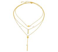 Collier Léger LuxuryDeli Catet Triple Chaîne géométrique String Lock Os pour Femmes Bijoux Voyage de fête avec