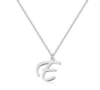 Collier lettre initiale E Personnalisé pour Femmes, Bijou Minimaliste en Acier Inoxydable avec Pendentif Lettre au Style d'Écriture Manuscrite, Cadeau pour Anniversaire de Mariage, Noël Fête des Mères