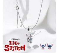 Collier Lilo et Stitch en argent Chateau Disneyland + Boucle d'Oreilles OFFERTE