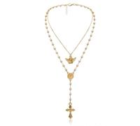 Collier long avec pendentif croix de Jésus avec pendentif en forme de croix et perles d'imitation, accessoires de bijoux, 1.0*1.0*1.0
