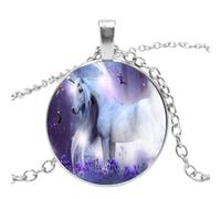 Collier long avec pendentif licorne en verre fait à la main - Coloré - Cadeau pour homme, 4