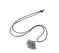 Collier Long Femme Ginkgo Biloba Pendentif Argenté Alliage Bijou Élégant | Finition Soignée, Style Ethnique Simple et Unique, pour Anniversaires ou Dîners