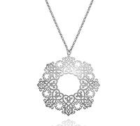 Collier Long Mandala de Namana. Pendentif Mandala sur Chaine Longue pour Femme, en Argentées ou Plaqués Or avec une Finition Mate