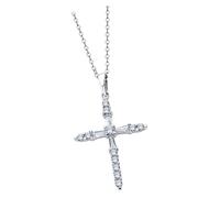 Collier Lotus En Argent 925 Avec Croix Et Zircone Blanche Pure Essential Jlp3067-1-1