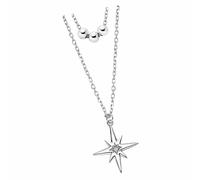 Collier Lotus En Argent 925 Avec Étoile En Zircone Et Argent Lotus Silver Trendy Jlp3048-1-1