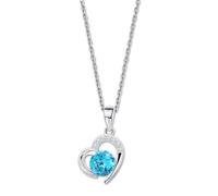 Collier Lotus En Argent 925 Et Zircone Bleue, C?ur, Pure Essential Jlp3106-1-3