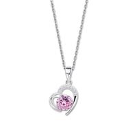 Collier Lotus En Argent 925 Et Zircone Rose, C?ur, Pure Essential Jlp3106-1-2