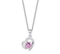 Collier Lotus En Argent 925 Et Zircone Rose, Coeur, Pure Essential Jlp3106-1-2
