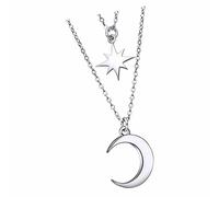 Collier Lotus En Argent 925, Lune Et Étoile, Tendance Jlp3021-1-1