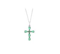 Collier - LOTUS - LP3558-1/2 - Argent - Pendentif Croix Émaillé Vert - Femme