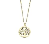 Collier Lotus Silver Arbre De Vie Doré Oxydes Multicolores