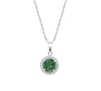 Collier - Lotus - Silver - Argent 925 - Oxyde vert émeraude - 45 cm