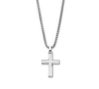 Collier Lotus Style Acier Pendentif Croix