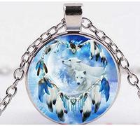 Collier Loup ET Attrape Reve Indien, Parure Bijoux Loup, Parure Attrape Reve, Bracelet Loup, Statuette Loup, Figurine Loup, Collier Attrape Reve