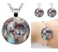 Collier Loup ET Attrape Reve, Parure Loup, Collier Attrape RÊVE, Statuette Loup