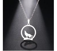 COLLIER LOUP HURLANT EN ARGENT, FIGURINE LOUP, STATUETTE LOUP