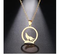 COLLIER LOUP HURLANT, FIGURINE LOUP, STATUETTE LOUP