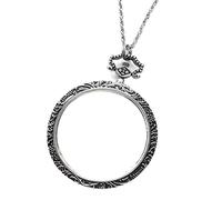Collier Loupe 3X Chaîne De Pull En Verre Grossissant Vintage Pour Journaux Cartes Lecture D'anniversaire Pour Parents Loupe Suspendue