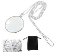 Collier Loupe Loupe Monocle, Colliers Loupe Loupe, Loupe de Lecture, Pendentif Loupe Suspendue, Loupe Pendentif Loupe, Monocle avec Chaîne Loupe pour Livres, Journaux, Cartes, Artisanat (Argent)