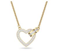 Collier Lovely, Cœur, Blanc, Placage de ton or OS