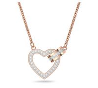 Collier Lovely, Cœur, Blanc, Doré à l’or rose 18 carats (750/1000) OS