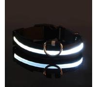 Collier lumineux à LED en nylon pour chien, réglable, clignotant, anti-perte, collier de sécurité pour chihuahua, carlin, bouledogue français, noir, L