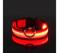 Collier lumineux à LED en nylon réglable et clignotant pour chien - Collier de sécurité anti-perte pour chien d'extérieur - Pour chihuahua, carlin, bouledogue français, rouge, S