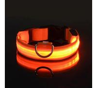 Collier lumineux à LED en nylon réglable et clignotant pour chien - Collier de sécurité anti-perte pour chien d'extérieur - Pour chihuahua, carlin, bouledogue français, orange, L