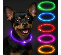 Collier lumineux à LED pour chien - Rechargeable - Étanche - Avec 3 modes d'éclairage la nuit - Sécurité pour chiens de petite, moyenne et grande taille - 70 cm - Violet