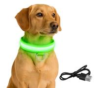 Collier lumineux à LED pour chien, réglable et rechargeable - Collier de sécurité nocturne pour chiens de petite, moyenne et grande taille, étanche, charge USB, brille dans le noir (charge USB verte