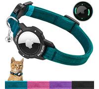 Collier Lumineux AirTag OUCWLTAG pour Chat - Suivi avec Bande élastique de Sécurité pour Fille, Garçon, Chaton et Chiot (22,9 à 33 cm, Bleu)