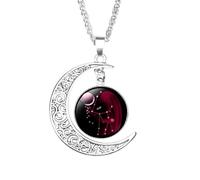 Collier Lumineux Avec Pendentif Signe Du Zodiaque Pour Homme Et Femme - Pendentif En Cristal De Lune Creuse Qui Brille Dans Le Noir,12 Constellations,Bijoux D'Astrologie,Cadeau D'Anniversaire,Vierge,