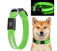 Collier Lumineux Chien, Collier LED Chien Rechargeable Colliers pour Chiens | 50 cm Dog Collar 3 Modes d'éclairag Cadeaux Chiens pour Animaux de Compagnie de Taille Moyenne et Grande (Vert, M)