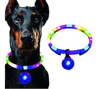 collier lumineux chien, collier lumineux chien rechargeable avec pendentif clignotant, lumiere chien, collier fluorescent chien pour la marche nocturne des chiens de petite et moyenne taille (couleur)