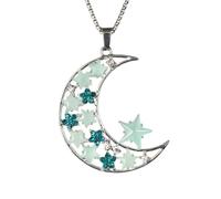 Collier Lumineux En Résine Avec Pendentif En Forme D'Étoile Et De Lune, En Strass, Brillant Dans Le Noir, Idéal Pour Halloween, Idéal Pour Une Fête, Un Mariage, Une Fête, Un Anniversaire, Un M
