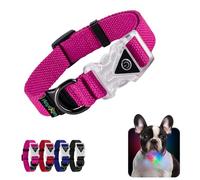 Collier Lumineux pour Chien Collier Chiot Lumière avec Bouton-Poussoir Lumineux Clignotant Colliers 7 LED Couleurs Collier Chien Chat Coton Doux Réglable pour Petit Moyen Grand, 25-40/2cm (S), Rose