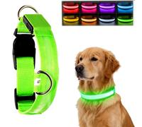 Collier Lumineux pour Chien, Collier Lumineux Chien Rechargeable USB, Colliers Chien Fluorescent avec 3 Mode, Sécurité avec Réglable pour Petits Moyens Gros Chiens (1PC-G,L)