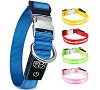 Collier Lumineux pour Chien - Rechargeable par USB - Collier Chien Lumineux LED Étanche - Nylon renforcé - Haute Qualité, Stabilité & Sécurité - Fermoir en métal - Pour petits, moyens et gros chiens