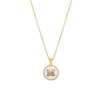 Collier - LUXENTER - Alphabet M - Nacre blanche - Or jaune 18K - 42 cm + 3 cm d'extension