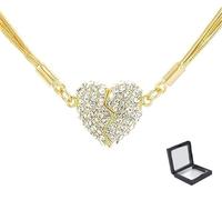 Collier magnétique en patchwork d'amour, double face portant un pendentif d'amour serti de diamants, chaîne cœur à trois couches pour femme, collier créatif pour couples, colliers tendance, 40 cm