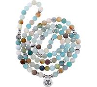 Collier Mala en amazonite de 8 mm avec 108 perles rondes pour homme et femme