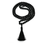 Collier Mala en tourmaline noire, perles de 8 mm, pierre de naissance pour octobre, signe du soleil Balance et Scorpion, chakra racine, collier mala en tourmaline noire de 8 mm, pierre précieuse