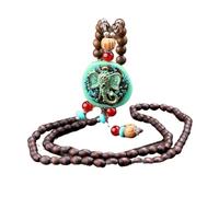 Collier Mala népalais fait à la main, perles en bois avec pendentif en forme de poisson avec corne, long collier bouddhiste pour femmes et hommes, One Size