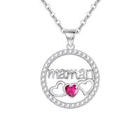 Collier Maman, Cadeau Fete des Meres,Colliers Femme Argent Coeur,Cadeaux Anniversaire