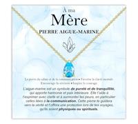 Collier Maman Pierre Aigue-marine Cadeaux pour elle en Argent Sterling 925 Idée Cadeau pour Mamans Noël Anniversaire Fête des Mères - Coffret avec DÉDICACE incluse (Pierre Aigue-marine Maman Or)