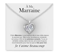 Collier Marraine Femme avec Pierre de Zirconium Cubique et Finition en Or Argent Idée Cadeau Anniversaire Noël pour elle marraine Communion Confirmation Baptême - Coffret avec DÉDICACE inclus.